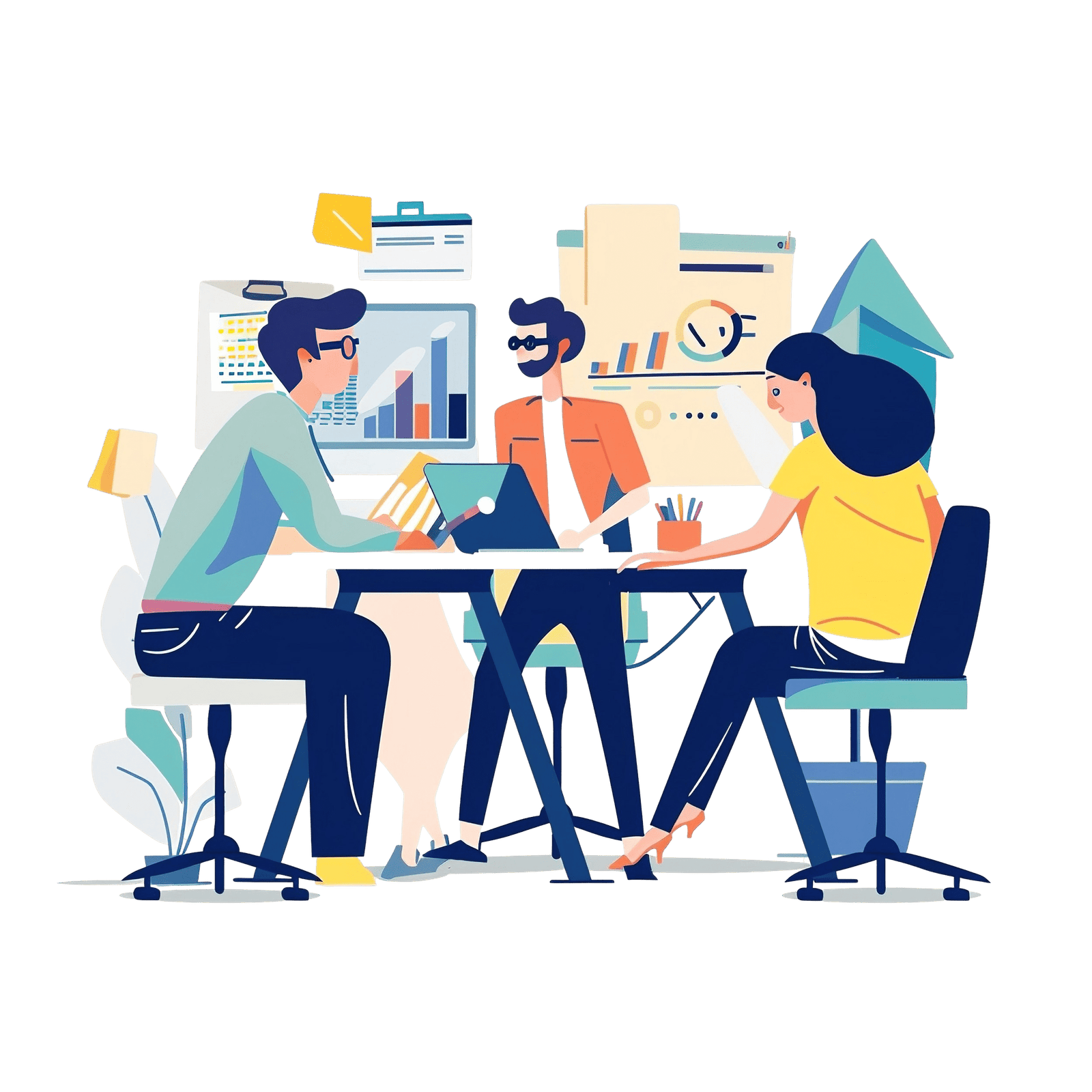 team working in office business